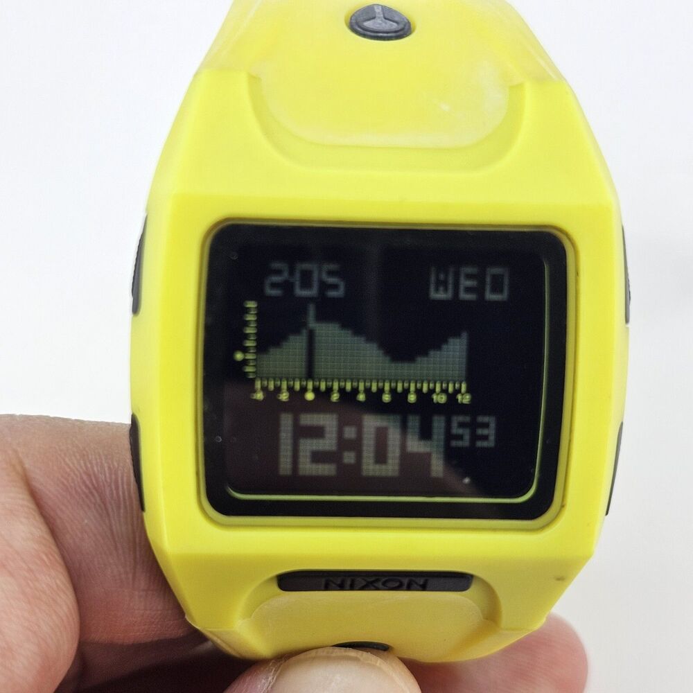Nixon The Lodown Tide‎ 41MM Digital Men Watch Black Yellow Case Band New Battery